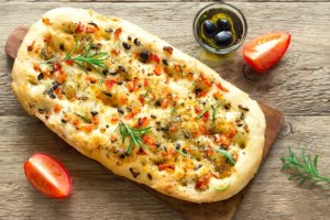 Focaccia is one of the traditional Italian food dishes.