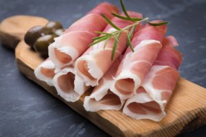 Prosciutto is one of the traditional Italian food dishes.