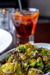 A delicious plate of roasted brussels sprouts